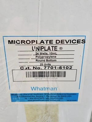 MICROPLACAS WHATMAN 7701-5102 UNIPLATE 24 POCILLOS FONDO REDONDO 10mL *NUEVAS, SELLADAS* Foto 1 de 2