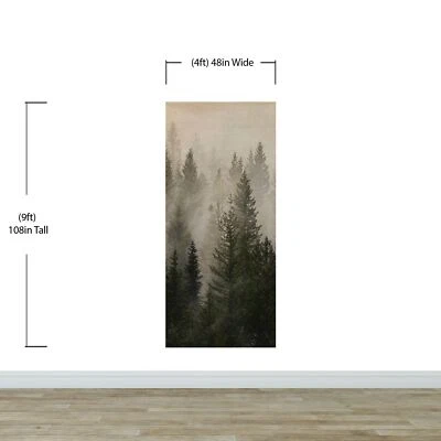 Туманная сосна лес пейзаж обои. Настенная роспись Peel and Stick. #6237 - Изображение 1 из 4
