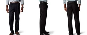 Men Pants pleated Chino Navy Blue 30 32 34 36 38 40 42 44 46 48 50 52 54 58 NEW - Picture 1 of 6