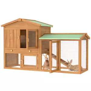 GB PET Rabbit Hutch Chicken Coop Guinea Pig Wooden Large Run Cage Outdoor House - Picture 1 of 12