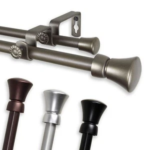 Sylvia 5/8" Double Curtain Rod Adjustable Drapery Rod 28"-120" (4 color 3 sizes) - Picture 1 of 5