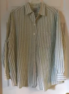 Men GH BASS CO white Blue Striped Button Down Shirt Sz Medium EUC Cotton Pocket - Picture 1 of 3
