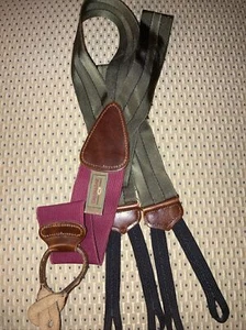 VTG TRAFALGAR SUSPENDER Deep Tan Stripe Black Berrea Woven Pinchers Unused A - Picture 1 of 11
