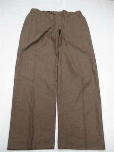 VAN HEUSEN Pants Men's Size 36 x 32 Dress Flat Front Brown Pinstripe  - Picture 1 of 6