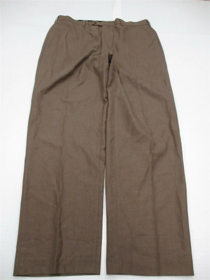 Pantalones VAN HEUSEN Para Hombre Talla 36 x 32 Vestido Frente Plano Marrón Rayas  Foto 1 de 4