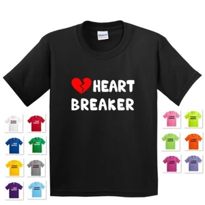YOUTH KIDS CUTE VALENTINE'S HEART BREAKER TEE T-SHIRT - Picture 1 of 16