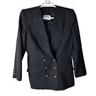 vintage Kasper A.S.L. Manteau blazer noir pour femmes 10 années 80 coussinets épaulettes à double poitrine