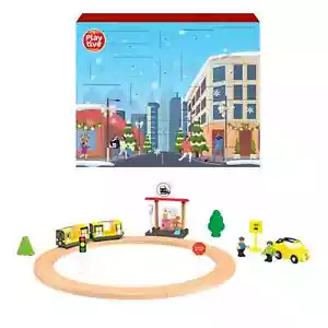 Adventskalender Spielset CITY Kinder Holz Eisenbahn Holzschienen Playtive - Bild 1 von 4