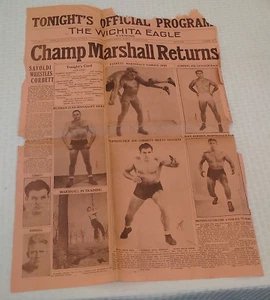 Wrestling Arena Program NWA Territory Newspaper 1 Sheet 1938 Wichita Savoldi WWF - Picture 1 of 2