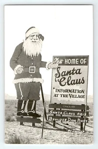 c.1953 RPPC Santa Claus Arizona Billboard Ghost Town US 93 Boulder Dam Hwy. - Picture 1 of 2