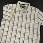 Vintage 90s Chaps Ralph Lauren Polo Shirt XL Beige Plaid Linen Cotton Blend