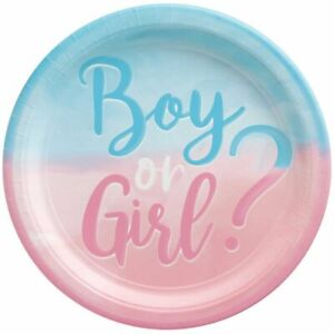 Baby Shower Plates Paper Gender Reveal Decorations Girl or Boy Party Supplies