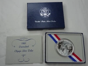 1983-P Olympic Unc Silver Dollar US Mint Commemorative $1 Box & COA - Picture 1 of 6