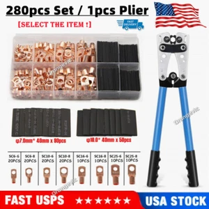 1PCS HX-50B Cable Lug Crimp Plier / 260PCS Copper Ring Terminals Wire Connectors - Picture 1 of 20