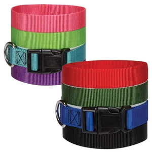 Nylon Dog Collars Adjustable Snap Buckle 8 Colors Available Choose Size & Color - Picture 1 of 15