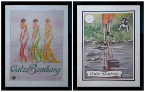 2 Original Advertising 1929 BEMBERG Silk Socks Framed 43x33cm. - Picture 1 of 5