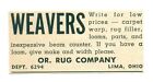 1952 THE WORKBASKET Oregon Rug Co., Weavers, Lima, OH Vintage Print Ad SV3.