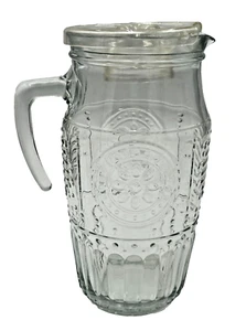 Bormioli Rocco "Romantic" Clear Embossed Glass Carafe w/Lid ( No Ice Tube) 56 oz - Picture 1 of 5