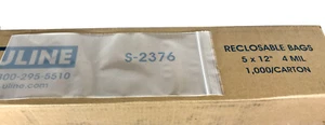 Uline 5" x 12" Zip seal reclosable clear poly bags. 25 Count. Heavy Duty 4 mil. - Picture 1 of 2