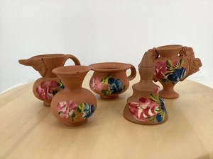 Vintage Portuqal Terra Cotta Mini Pots lot Small for decor Hand painted - Bild 1 von 4