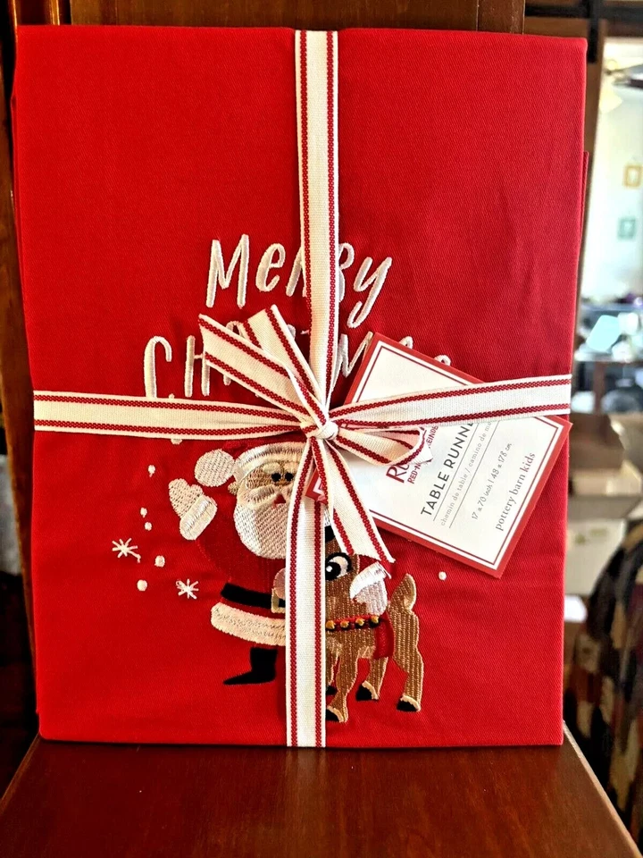 Pottery Barn vacaciones Navidad 🎄Santa Rudolph Disney fiesta mesa corredor niño nuevo Foto 1 de 4
