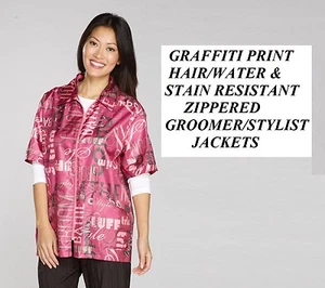 Top Performance Graffiti PINK STYLIST BARBER GROOMER JACKET Hair Water Resistant - Picture 1 of 2