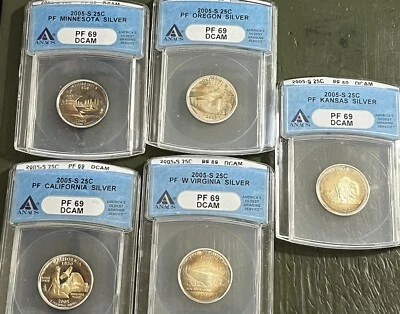 2005 US Mint Silver Proof Set Toned ANACS PF 69 DCAM Nice Toned Set - Image 1 of 4