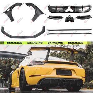 Kit de carrocería de alerón labial trasero delantero de carbono seco para Porsche 718 982 Boxster Cayman - Imagen 1 de 34