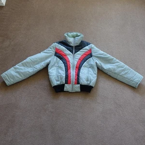 VINTAGE Montgomery Ward Jacke Herren mittel grau rot schwarz Nylon Retro Winter 80er - Bild 1 von 19