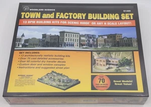 Woodland Scenics S1485 N Scale Town & Factory Complete Building Set Kit - Picture 1 of 2