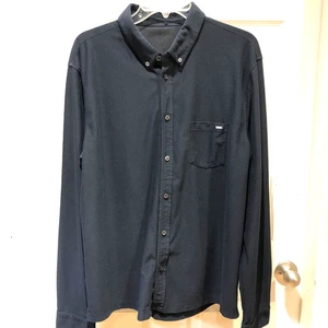 Vuori Mens Shirt long Sleeve Navy Blue Men's Button Up - Picture 1 of 7