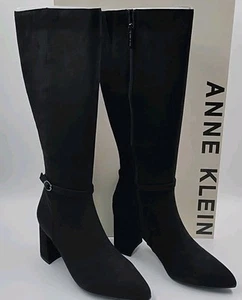 New Anne Klein Brenice Boots Women's Size 8.5 Black Suede Knee High (#B3-A5) - Picture 1 of 10