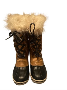 Sorel Tofino II Kinder Mädchen hellbraun schwarz Kunstfell wasserdicht Winter Schnee Stiefel Größe 2 - Bild 1 von 10