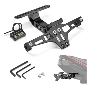 Universal Motorcycle License Plate Bracket Fender Eliminator Kit w/Light Black - Picture 1 of 9