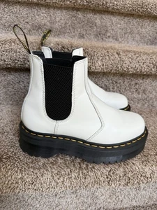 Dr. Martens Unisex 2976 Quad White Leather Boots. Size L7/M6 - Picture 1 of 15