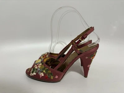 De Colección Moschino Barato y Chic Rosa Bordado Flor Satén Tacones 36.5 Foto 1 de 4