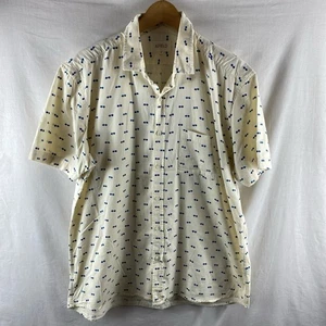 Far Afield Short Sleeved Shirt XL Extra Large 4 Glasses Hidden Button Down Cream - Picture 1 of 9