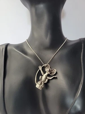 Collar Colgante Vintage Peltre Ratón Rata Tono Plata Cadena Joyería Disfraz Foto 1 de 4