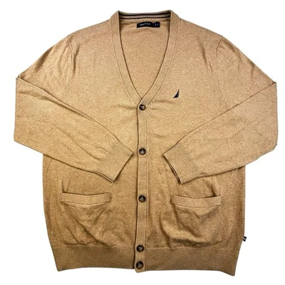 Nautica Cardigan Sweater Men’s XL Brown Long Sleeve Button Pockets Grandpa - Image 1 of 4
