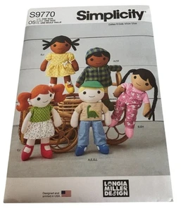 Simplicity Sewing Pattern S9770 Cloth Dolls and Clothes Clothing 14.5" Toy Uncut - Picture 1 of 9