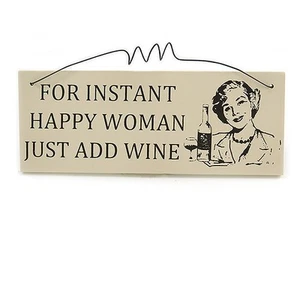 Funny, Alcohol, Wine, Happy Woman, Party Quote Wooden Novelty Plaque Sign Gift - Picture 1 of 2