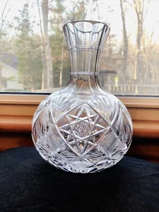 AMERICAN Cut Glass ABP CUT Carafe DECANTER Bulbous Globe Fan Star - Picture 1 of 13