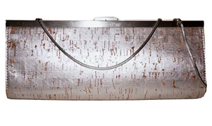 BANANA REPUBLIC Small Silver Wash Textile 4 x 10 Slim Clutch Shoulder Bag - Picture 1 of 12