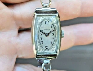 Art Deco Tavannes Watch 14K White Gold Filled 1920s Ladies Swiss FOR REPAIR - Picture 1 of 12