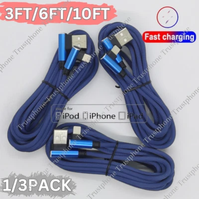 Cable cargador ángulo recto de 90 grados de 3/6/10 pies para Apple iPhone iPad cable de carga Foto 1 de 4