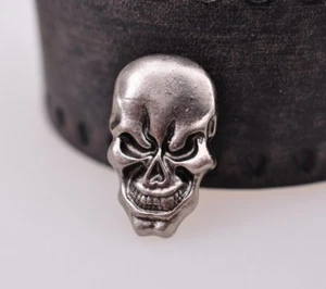 1.7X2.8CM 10pcs Punk Antique Silver Skull Studs Leathercraft Decor Saddle Concho - Picture 1 of 12