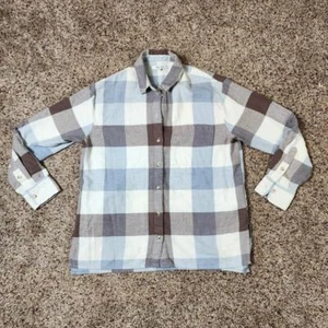 Madewell Men's Blue and Brown Plaid Checkered Flannel Shirt Size Small - Picture 1 of 6