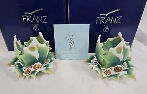 COPPIA Portavotivi Vintage Franz Porcellana "Inizio Vacanze" Natale SPLENDIDO! - Foto 1 di 14
