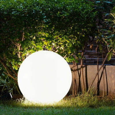 Gartenleuchte Solarlampe Kugelleuchte LED Erdspieß Außenleuchte weiß H 65 cm - Bild 1 von 4