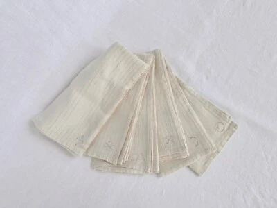 Juego de 6 servilletas bordadas personalizadas de lino a rayas de lúrex hechas a mano de 20"x20" Foto 1 de 4